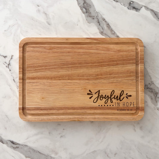 "Joyful in Hope" wooden board