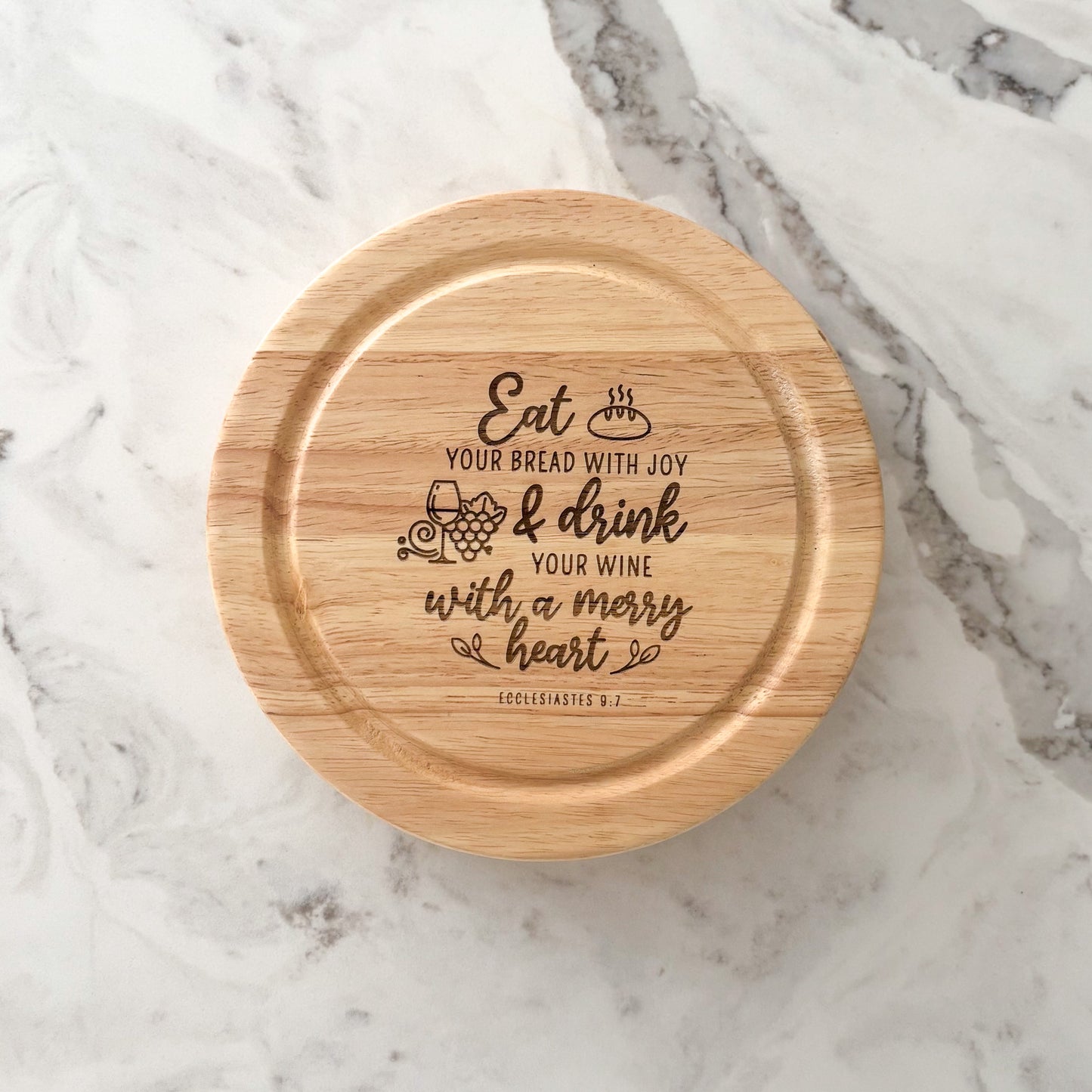 "Eat & Drink" wooden cheese board
