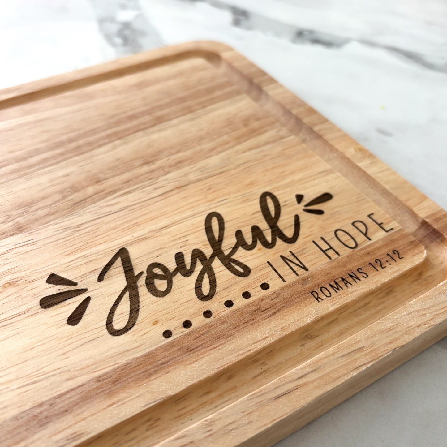 "Joyful in Hope" wooden board