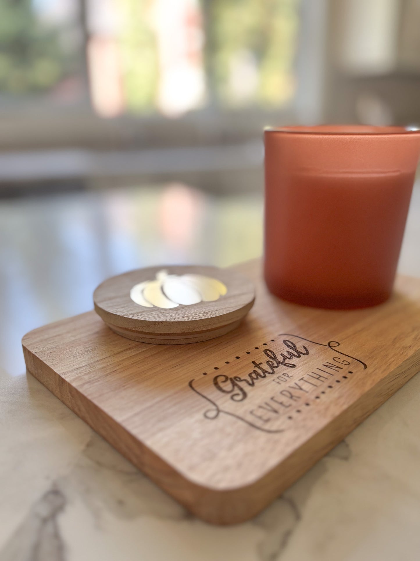 "Grateful for Everything" wooden treat board