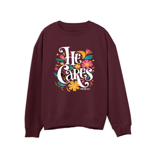 He Cares sweatshirt - Maroon